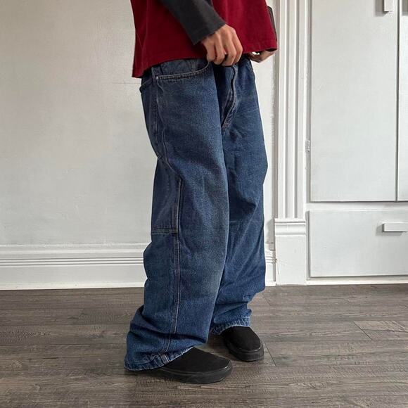 American Vintage Other - Vintage Heavy Flannel Lined Baggy Wide Leg Carpenter Denim Work Jeans